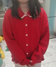 巴拉巴拉【balaOne】童裝女童翻領(lǐng)針織開(kāi)衫紅色拜年服秋冬毛衫 中國紅60611 170 曬單實(shí)拍圖