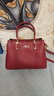 袋鼠眞皮女士手提包媽媽包大容量單肩中年婆婆女包新娘婚包母親節禮物 酒紅色 曬單實(shí)拍圖