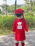 Auro Mesa女童針織連衣裙秋冬可愛(ài)小熊紅色女寶寶長(cháng)袖毛衣喜慶周歲新年裙子 紅色 90 曬單實(shí)拍圖