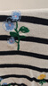 茵曼（INMAN）條紋彩色花卉刺繡薄針織衫2026春季女裝新款純棉寬松長(cháng)袖上衣 白底藍條 L 曬單實(shí)拍圖