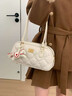 紐芝蘭沈月同款女包飛馬保齡球包波士頓法棍包單肩腋下包情人節生日禮物 奶油白配飛馬掛件【可代寫(xiě)賀卡】 時(shí)尚高端品牌送女友 曬單實(shí)拍圖