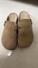 東園物作軟木拖鞋真皮休閑日系時(shí)尚百搭外穿防滑情侶款Boston半包勃肯鞋 深卡其 36 正碼 曬單實(shí)拍圖