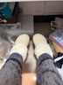 啄木鳥(niǎo)毛毛包頭拖鞋女2025冬季新款厚底防滑勃肯鞋加絨加厚懶人外穿半拖 米白色 37 (235mm) 曬單實(shí)拍圖
