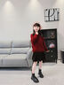 艾卡諾 I.KARNOW女童秋冬拜年服兒童2025新年戰袍衣服紅色毛衣套裝冬季格子短裙子 19741紅色+4507紅色【不含圍巾  襪套】 150 曬單實(shí)拍圖