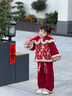 女童套裝加厚2025新款洋氣兒童衣服秋冬季小女孩國風(fēng)新年服兩件套 紅色 110 cm 曬單實(shí)拍圖