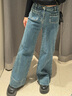 UR2025秋季新款女裝復古休閑口袋喇叭牛仔長(cháng)褲UWM850244 藍色 26 曬單實(shí)拍圖