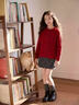 小豬彼特女童秋冬拜年服兒童2025新年衣服紅色毛衣套裝冬季裙子圣誕節服裝 19741紅色+4512紅色【不含圍巾】 150 cm 曬單實(shí)拍圖