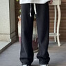 NYING肌理感加絨褲子男冬季新款美式潮牌加厚保暖休閑褲大碼寬松直筒褲 黑色加絨 2XL 145-165斤 曬單實(shí)拍圖