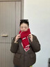路讓宋秋冬季新款韓版百搭鎖邊新年針織紅色圍巾女針織保暖護頸情侶圍脖 CD109邊框針織圍巾【酒紅色】 曬單實(shí)拍圖