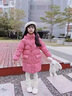 G.duck小黃鴨女童冬季中長(cháng)款過(guò)膝洋氣羽絨服中大兒童加厚保暖連帽外套 玫粉色 150 適高140-150cm年齡11-12歲含絨量 曬單實(shí)拍圖