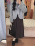 圖曼朵灰色毛呢百褶裙女高腰加厚a字裙秋冬通勤面試中長(cháng)款高級感半身裙 灰色 溫暖磨毛 M 推薦105-115斤可穿 曬單實(shí)拍圖