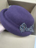 上海故事女士100%羊毛帽子秋冬季平頂禮帽保暖毛呢帽送人生日禮物 紫羅蘭 曬單實(shí)拍圖