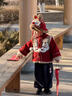 貝優(yōu)可古月家男童漢服冬兒童紅色喜慶過(guò)年拜年服唐裝男寶周歲禮服抓周服 紅色上衣 110 曬單實(shí)拍圖