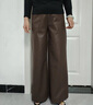 衣宮閣（YIGONGGE）海寧真皮皮褲女綿羊皮闊腿褲子2026新款秋冬款高腰加絨直筒長(cháng)褲 咖色 02-9288 XL 曬單實(shí)拍圖
