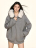 AAISUP美式學(xué)院風(fēng)連帽毛領(lǐng)衛衣女2025年秋冬加厚韓版寬松百搭顯瘦外套潮 灰色 S (80-100);15天內發(fā)貨 曬單實(shí)拍圖