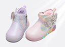百麗童鞋25冬新款女童雪地靴閃鉆蝴蝶閃燈鞋保暖加絨棉靴皮靴紫色25 曬單實(shí)拍圖