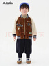 馬·拉丁馬拉丁童裝兒童棉服冬男小童貼布繡花保暖仿羊羔毛棒球外套 黃棕色 100 曬單實(shí)拍圖