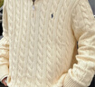 Polo Ralph Lauren 拉夫勞倫 男裝 經(jīng)典款絞花編結棉質(zhì)針織毛衣RL13138 101-白色 M 偏大 曬單實(shí)拍圖
