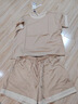淳度女式睡衣短袖輕運動(dòng)可外穿家居服套裝居家服寬松初秋早春 香檳杏 XL 曬單實(shí)拍圖
