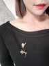 Jay珍珠胸針女胸花母親節商務(wù)禮品西裝配飾送媽媽婆婆長(cháng)輩生日禮物 金玉蘭花胸針 曬單實(shí)拍圖