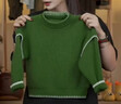 韓版男童綠色毛衣秋冬季2025新款兒童帥氣寬松中大童針織圓領(lǐng)上衣 綠色 160 曬單實(shí)拍圖