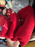 兆君2025秋冬紅色羊毛衫女圓領(lǐng)開(kāi)衫外套嵌花針織上衣 絲帶紅 2XL 曬單實(shí)拍圖