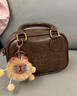 單肩包女士2025手提包斜挎小包可愛(ài)時(shí)尚風(fēng)送禮物新款高級質(zhì)感咖色 棕色帶掛件 曬單實(shí)拍圖