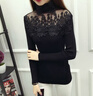 FSHE高領(lǐng)毛衣女2025秋冬新款韓版套頭蕾絲拼接鏤空修身長(cháng)袖打底衫女 黑色8800 M (合適80-105斤) 曬單實(shí)拍圖