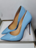 12cm高跟鞋漆皮紅底尖頭細高跟 藍色女士單鞋恨天高 情侶生日禮物 藍色定制款 12cm 周年定制款 37 曬單實(shí)拍圖