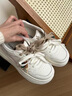 意爾康女鞋2026春季新款小白鞋厚底休閑運動(dòng)鞋時(shí)尚串珠面包板鞋單鞋 白/杏 【四季通用】 36 曬單實(shí)拍圖