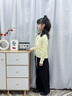 POLOWALK童裝春季新款女童線(xiàn)衫超薄長(cháng)袖針織衫開(kāi)衫春秋款 黃色 130 曬單實(shí)拍圖