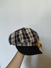 JIOESC日系可愛(ài)眼鏡小熊格紋畫(huà)家帽子八角貝雷帽女秋冬大頭圍顯臉小復古 小熊格紋貝雷帽 曬單實(shí)拍圖