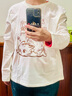回力長(cháng)袖t恤女秋裝2025年最新款小貓內搭打底衫初中生純棉寬松體恤衫 曬單實(shí)拍圖