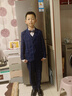 閃閃藍寶 新款兒童西裝胖童禮服西服男童禮服花童主持人服裝鋼琴演出服表演服正裝小孩西裝胖孩禮服套裝 藍格西裝五件套（外套+襯衫+馬甲+長(cháng)褲+領(lǐng)結） 140碼建議體重80-92斤 曬單實(shí)拍圖