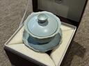 青澹墨雅 天青汝窯 茶具蓋碗冰裂釉三才蓋碗景德鎮手工陶瓷禮盒裝 天青 承露蓋碗160ml 曬單實(shí)拍圖