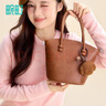 畹町女包包女款趣味壓紋生日禮物小托特包-焦糖棕（贈毛絨掛飾） 曬單實(shí)拍圖