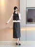 香影高知得體套裝女2026春季新款灰色馬甲半裙通勤一整套新年穿搭 深灰 套裝A86C054 S 曬單實(shí)拍圖