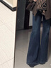 UR2026春季新款女裝復古水洗休閑喇叭牛仔長(cháng)褲UWM850266 藍色 27 曬單實(shí)拍圖