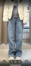 UR2026春季新款女裝氣質(zhì)做舊水洗加絨闊腿牛仔長(cháng)褲UWM850281 霧霾藍 27 曬單實(shí)拍圖