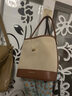 塔馳密司新款小眾帆布編織水桶包通勤新款感百搭斜挎單肩女包 米配棕 【五金是做舊】 曬單實(shí)拍圖