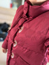 雪中飛羽絨服女25冬季短款寬松保暖外套媽媽裝90絨送長(cháng)輩棗紅色XL 曬單實(shí)拍圖
