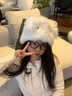 蓓沐格滑雪頭盔罩子帽子裝飾毛絨保暖防寒套頭帽子可愛(ài)小狗裝飾單雙板罩 白色大眼狗套頭帽 曬單實(shí)拍圖