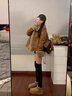 甜米寶2025新款美拉德復古棕色牛仔外套女秋冬加厚短款拼接毛毛上衣棉服 棕色 M 95-110斤 曬單實(shí)拍圖