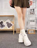 依思 Q（exull）加絨高幫板鞋女2025新款冬季加厚保暖增高棉鞋女百搭通勤小白鞋女 白色-加絨款 37 曬單實(shí)拍圖