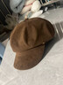 HG貝雷帽子女秋冬季時(shí)尚洋氣鴨舌八角帽大頭圍顯臉小百搭畫(huà)家報童帽 咖啡色 均碼 曬單實(shí)拍圖