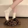 啄木鳥(niǎo)厚底豹紋毛毛半拖鞋女外穿2025新款秋冬季一腳蹬加絨包頭棉拖鞋 豹紋 37 (235mm) 曬單實(shí)拍圖
