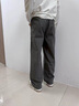 啄木鳥(niǎo)（TUCANO）美式直筒彎刀純棉休閑褲男秋冬季加絨加厚寬松百搭拼接闊腿長(cháng)褲子 灰色【純棉面料】 XL 曬單實(shí)拍圖
