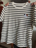 初申華夫格條紋短袖T恤女貓咪刺繡寬松半袖上衣S144T1834 曬單實(shí)拍圖