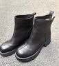 天美意女靴加絨商場(chǎng)同款粗跟復古潮流短靴女時(shí)裝靴新款 黑色 36 曬單實(shí)拍圖