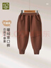 拉比兒童褲子不倒絨保暖秋冬外出男女童加絨長(cháng)褲束口褲 咖啡色100 曬單實(shí)拍圖